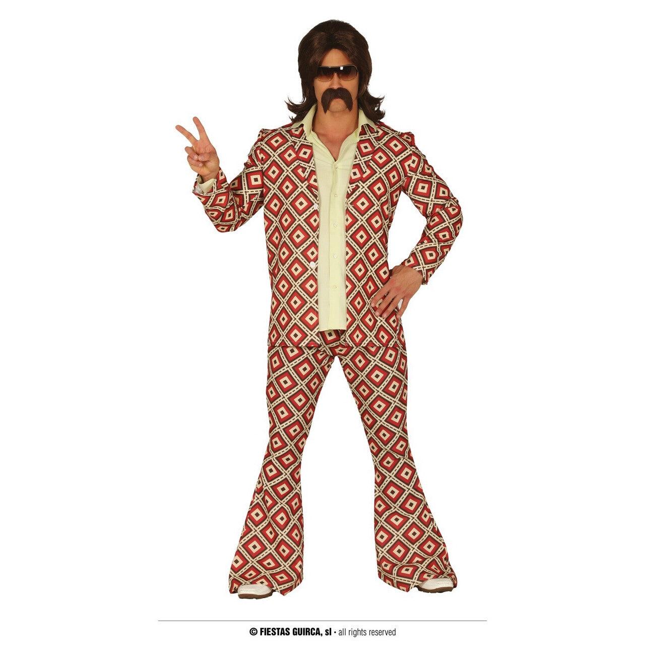 Op deze afbeelding zie je een Kostuums, van het merk Guirca. Super 70s Curt Gordijn Man Kostuum