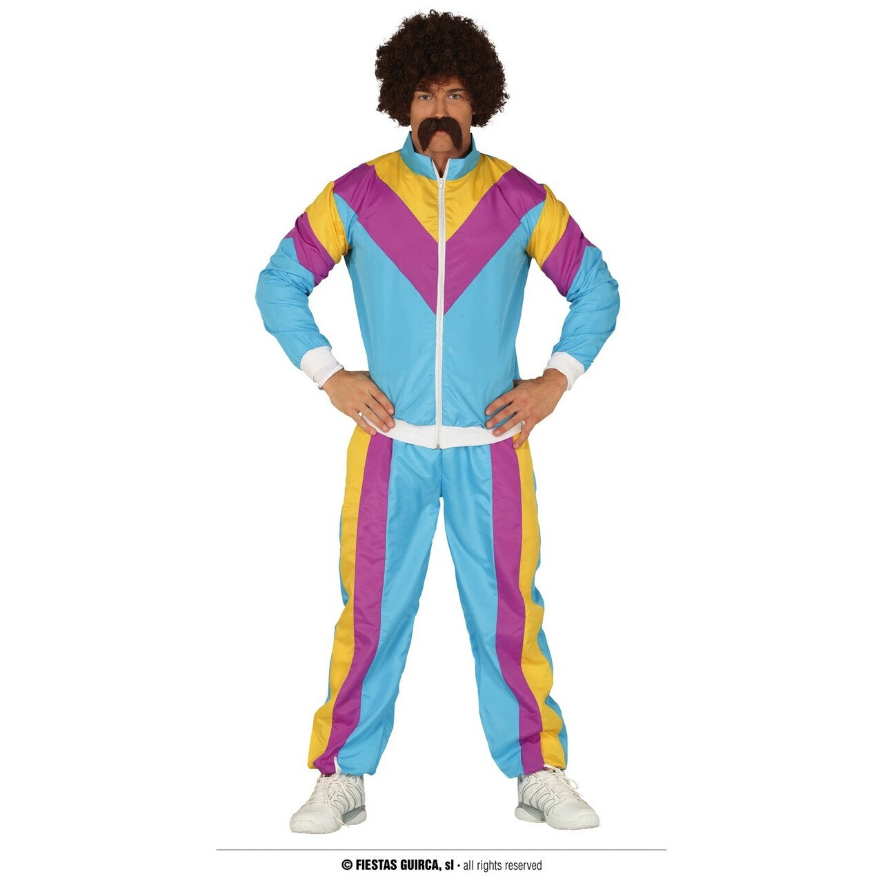 Op deze afbeelding zie je een Kostuums, van het merk Guirca. Fout Trainingspak Super 80s Japie Snel Man Kostuum