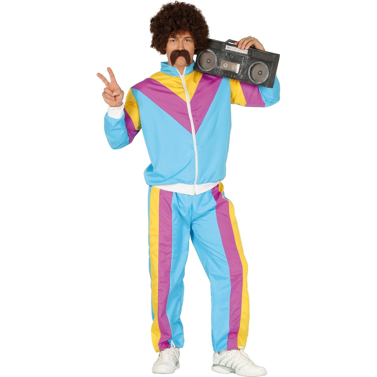 Op deze afbeelding zie je een Kostuums, van het merk Guirca. Fout Trainingspak Super 80s Japie Snel Man Kostuum