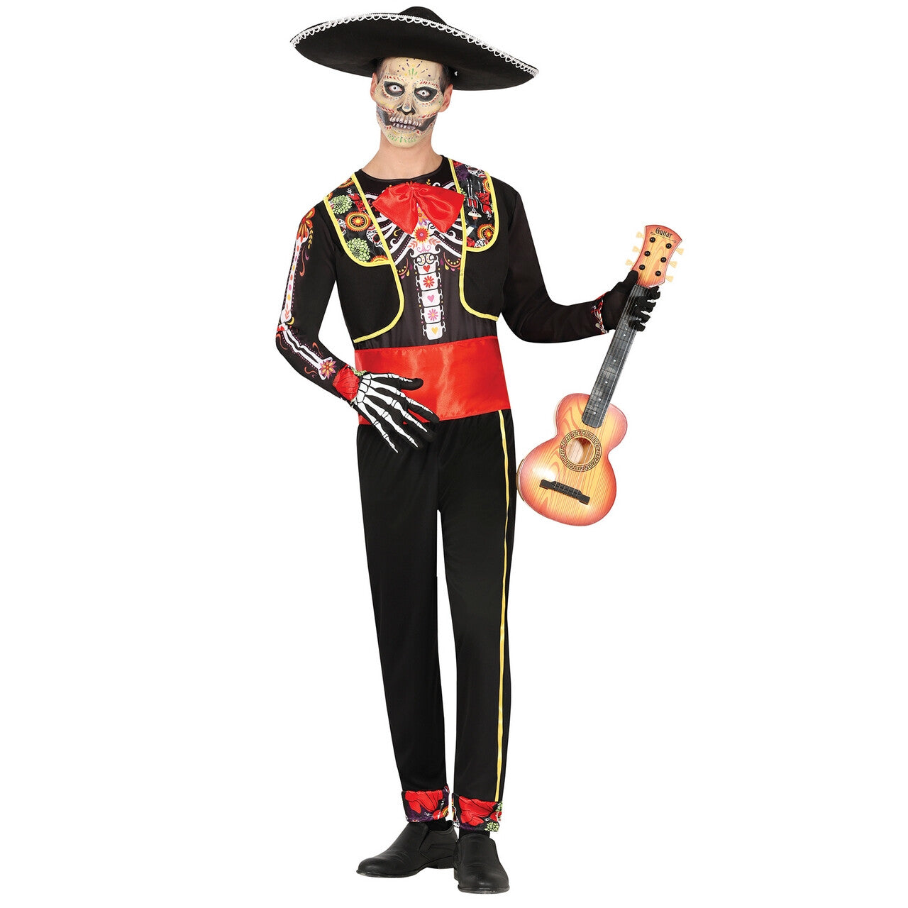 Op deze afbeelding zie je een Kostuums, van het merk Guirca. Langst Spelende Mariachi Bandlid Man Kostuum