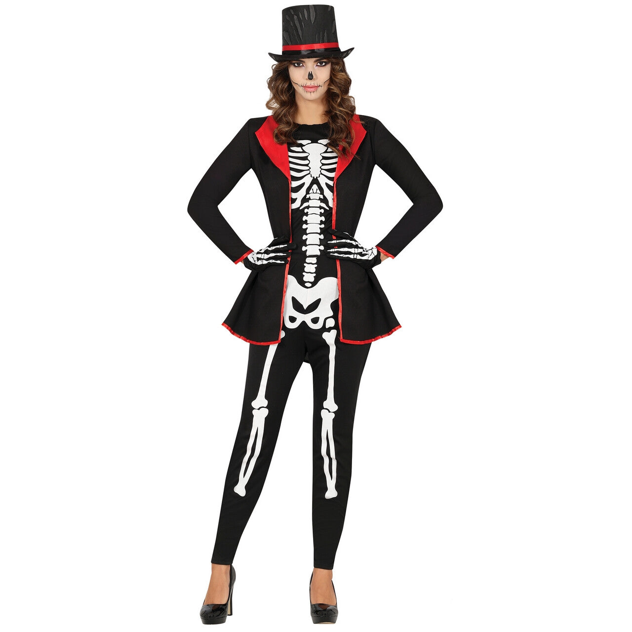 Op deze afbeelding zie je een Kostuums, van het merk Guirca. Elegante Skeleton Bones Vrouw Kostuum