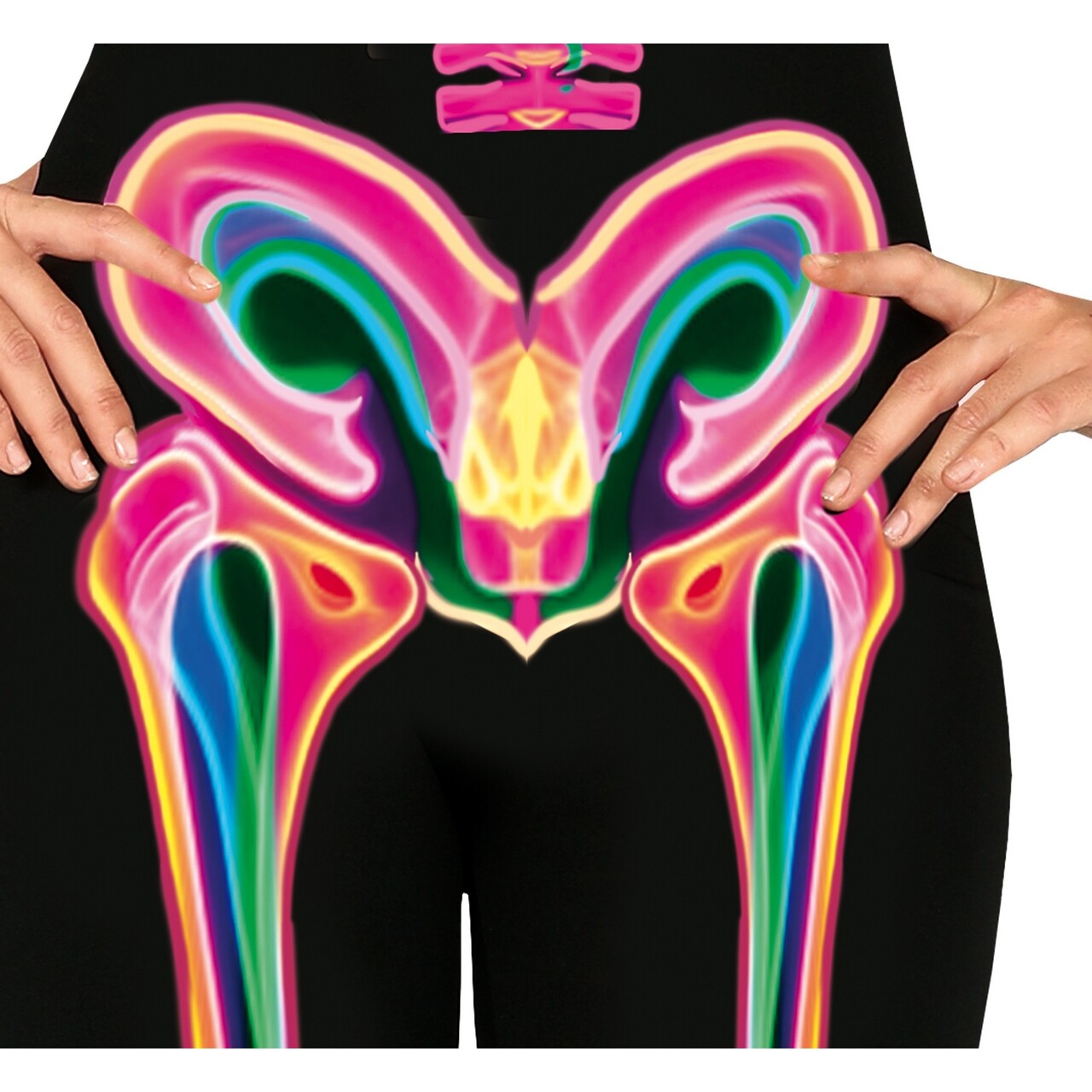Op deze afbeelding zie je een Kostuums, van het merk Guirca. Neon Multicolor Skelet Stefanie Vrouw Kostuum