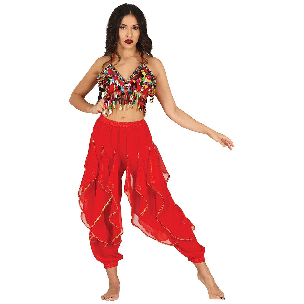 Op deze afbeelding zie je een Kostuums, van het merk Guirca. Red Belly Harem Dance Broek Vrouw