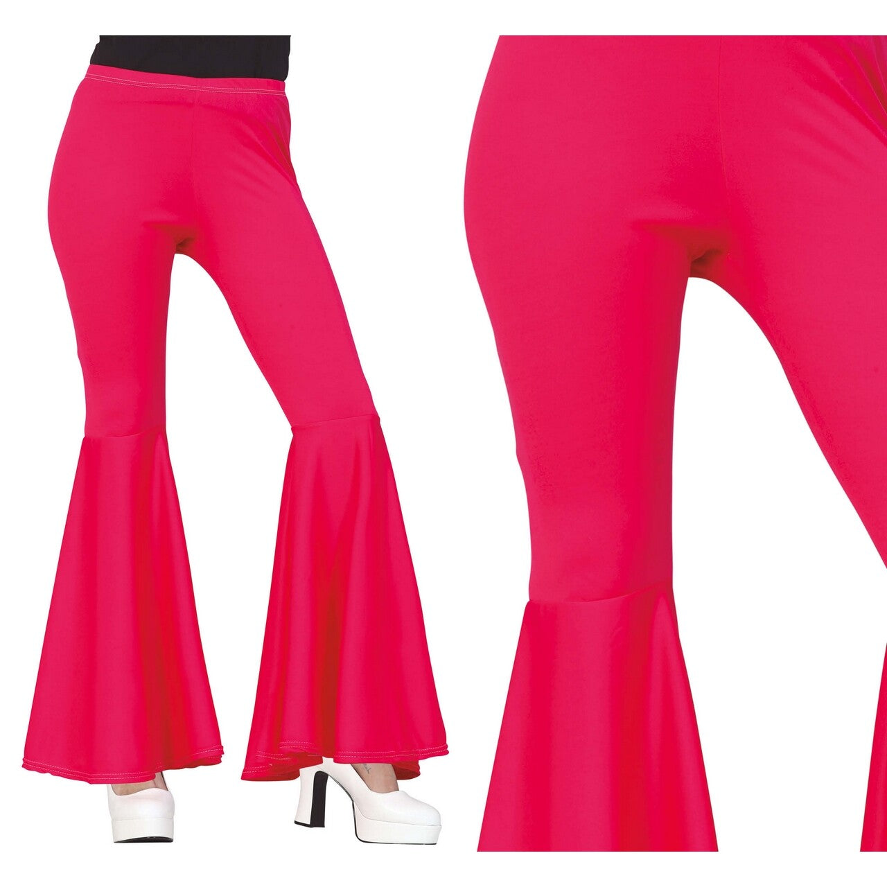 Op deze afbeelding zie je een Kostuums, van het merk Guirca. Roze Wijde Pijpen Disco Broek 70s Vrouw
