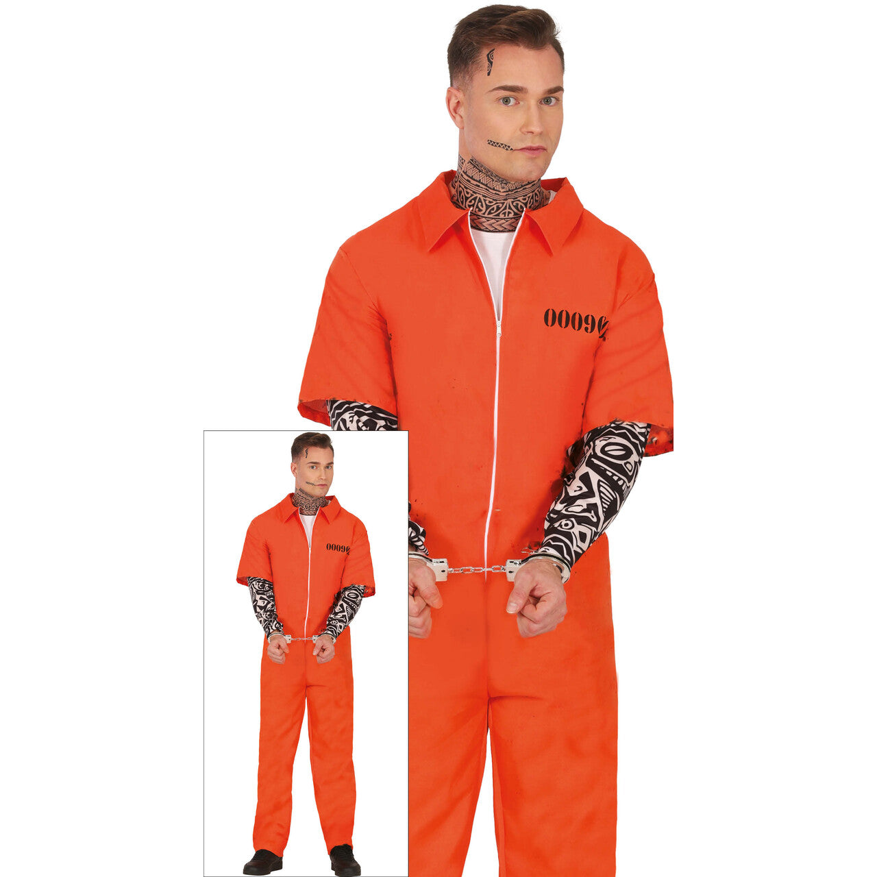 Op deze afbeelding zie je een Kostuums, van het merk Guirca. Tattoo Tim In De Cel Man Kostuum