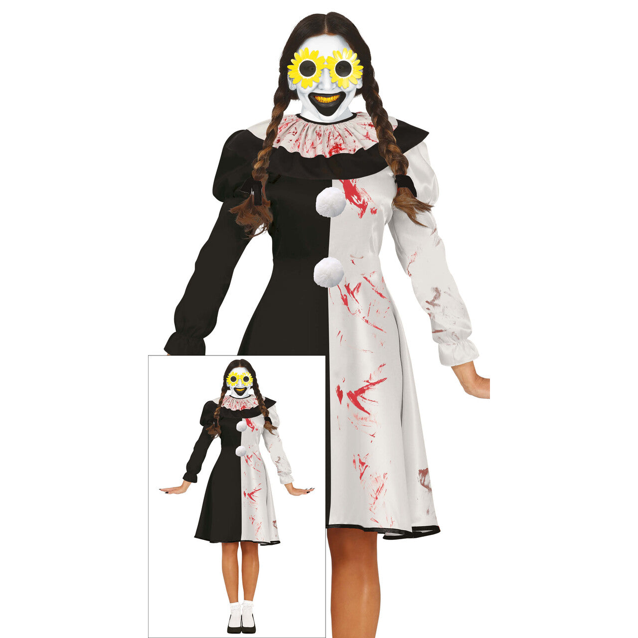 Op deze afbeelding zie je een Kostuums, van het merk Guirca. Terrifier Clown Dame Vrouw Kostuum