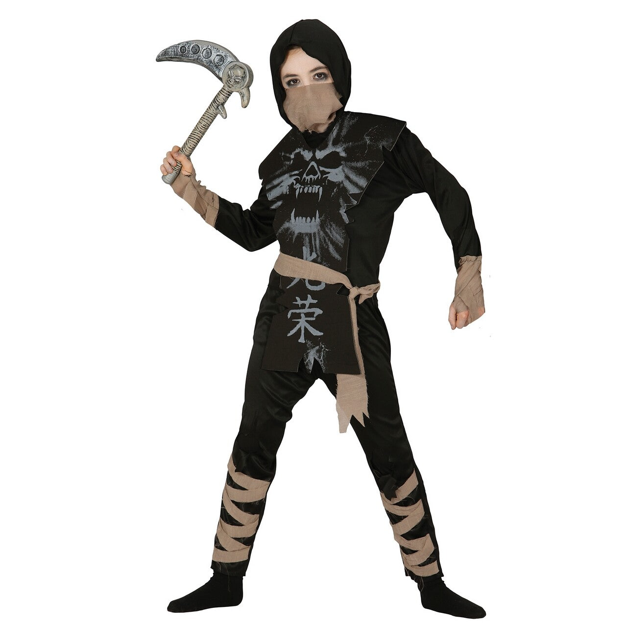 Op deze afbeelding zie je een Kostuums, van het merk Guirca. Evil Ghost Ninja Kind Kostuum