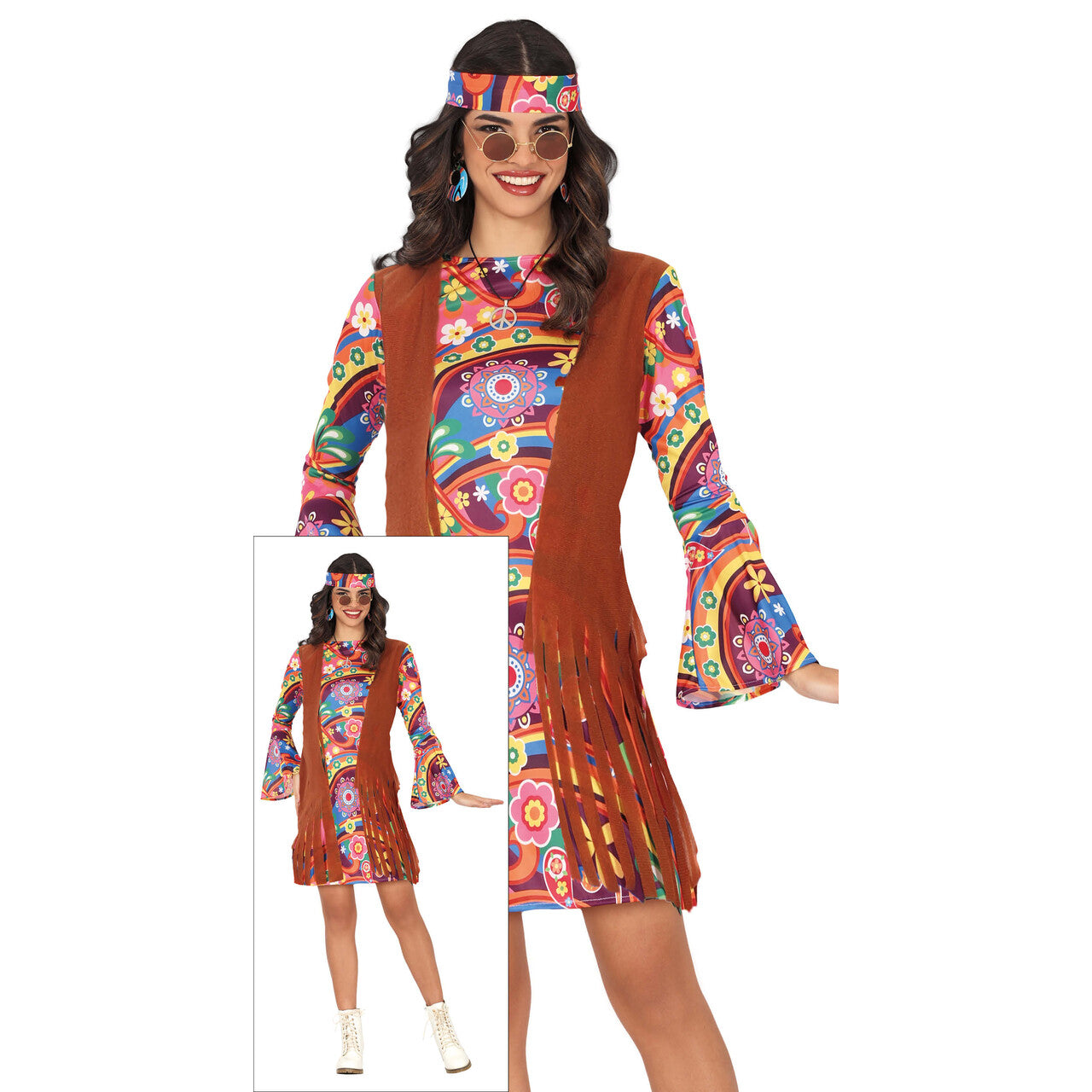 Op deze afbeelding zie je een Kostuums, van het merk Guirca. Vrije Ziel Hippiejurk Vrouw