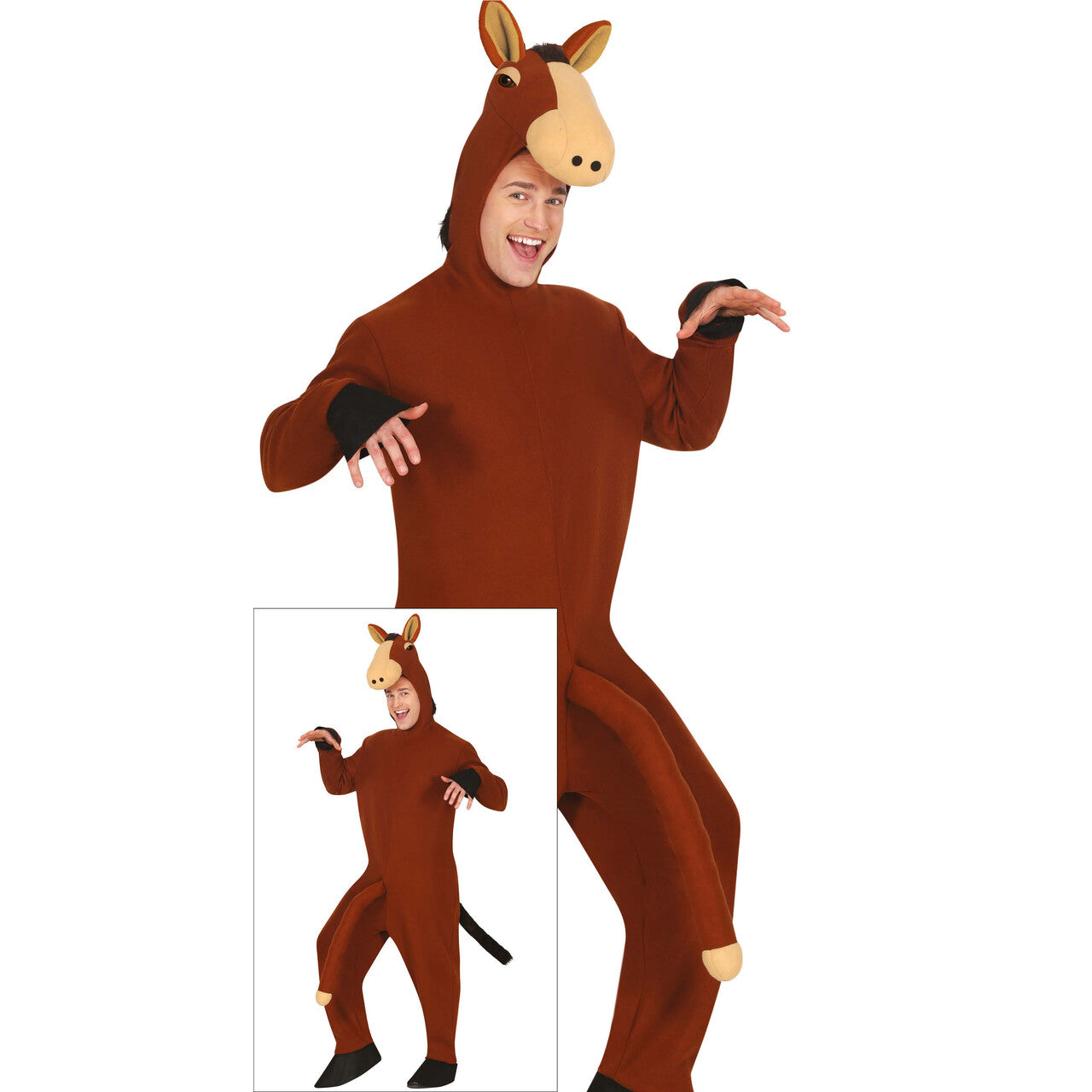 Op deze afbeelding zie je een Kostuums, van het merk Guirca. Groot Paard, Lang Zwaard Man Kostuum