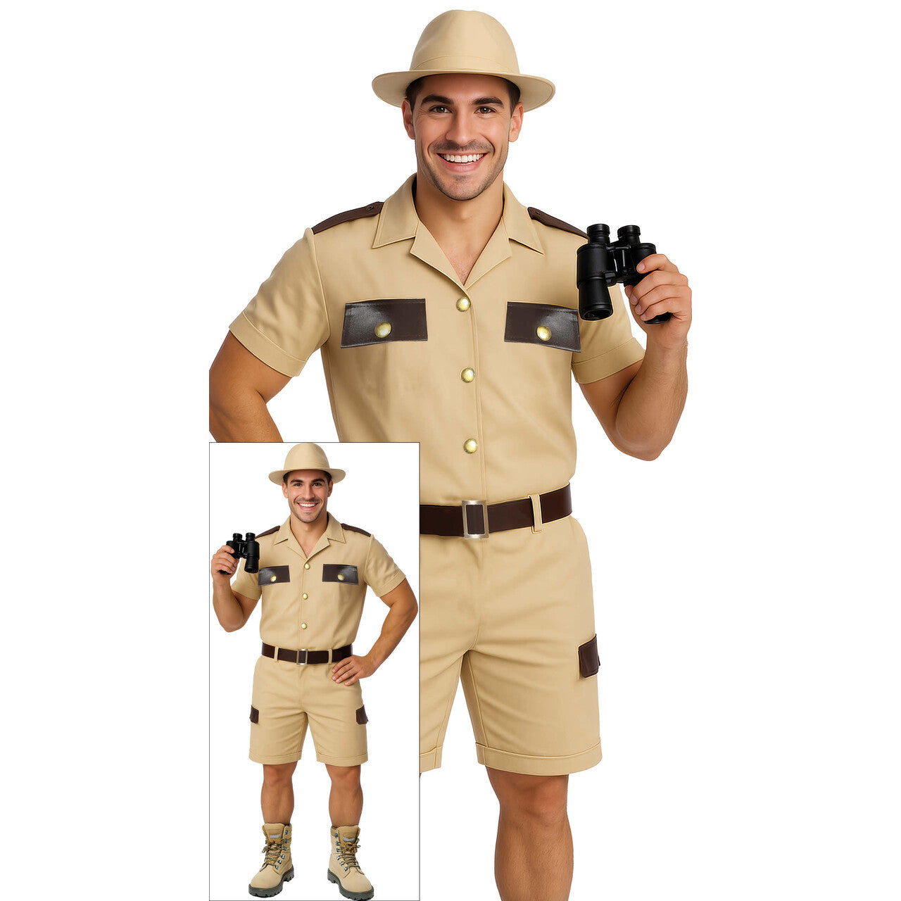 Op deze afbeelding zie je een Kostuums, van het merk Guirca. Op Zoek Naar Safari Avontuur Man Kostuum