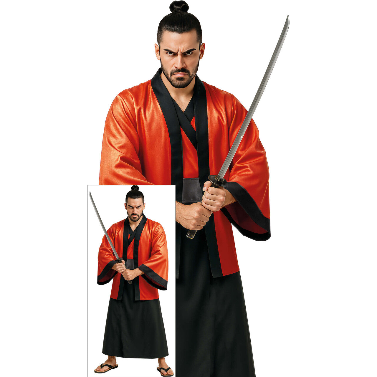Op deze afbeelding zie je een Kostuums, van het merk Guirca. Samurai Flitsend Zwaardman Kostuum