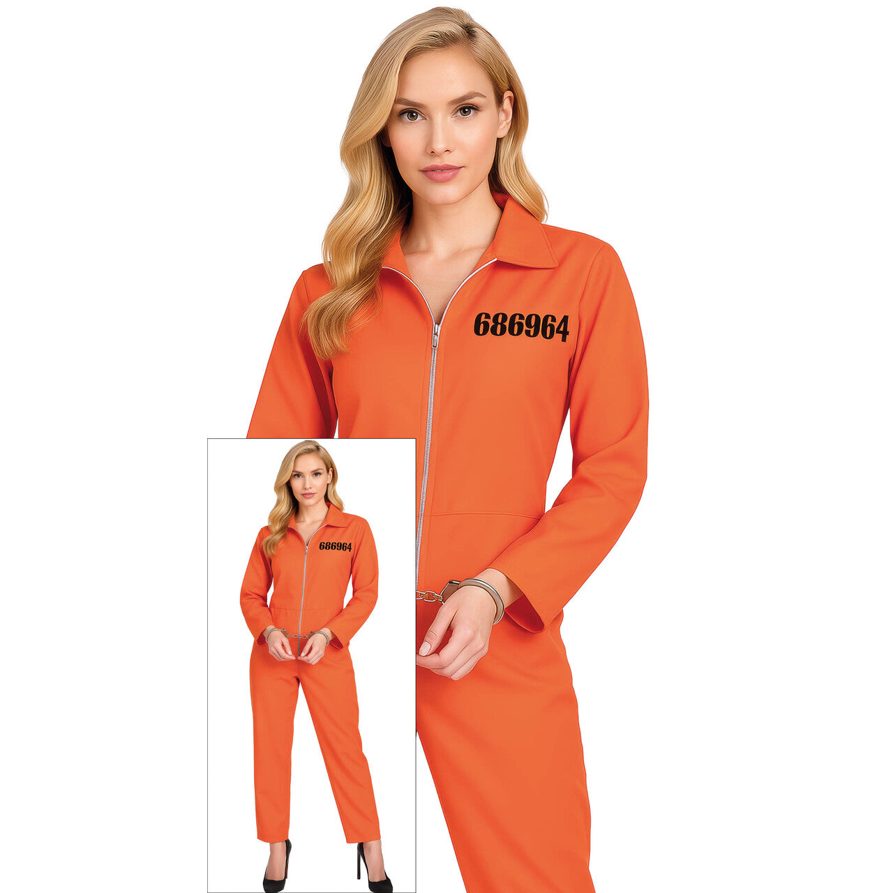 Op deze afbeelding zie je een Kostuums, van het merk Guirca. Charmante Oranje Gevangene Vrouw Kostuum