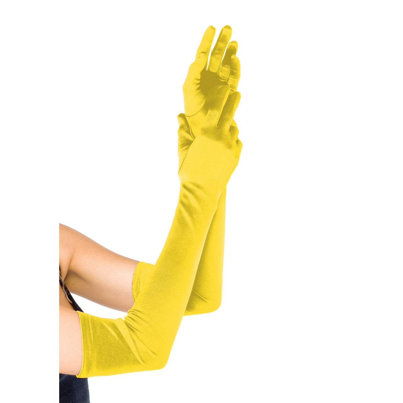 Op deze afbeelding zie je een Accessoires, van het merk Leg Avenue. Extra Lange Satijnen Handschoenen Geel