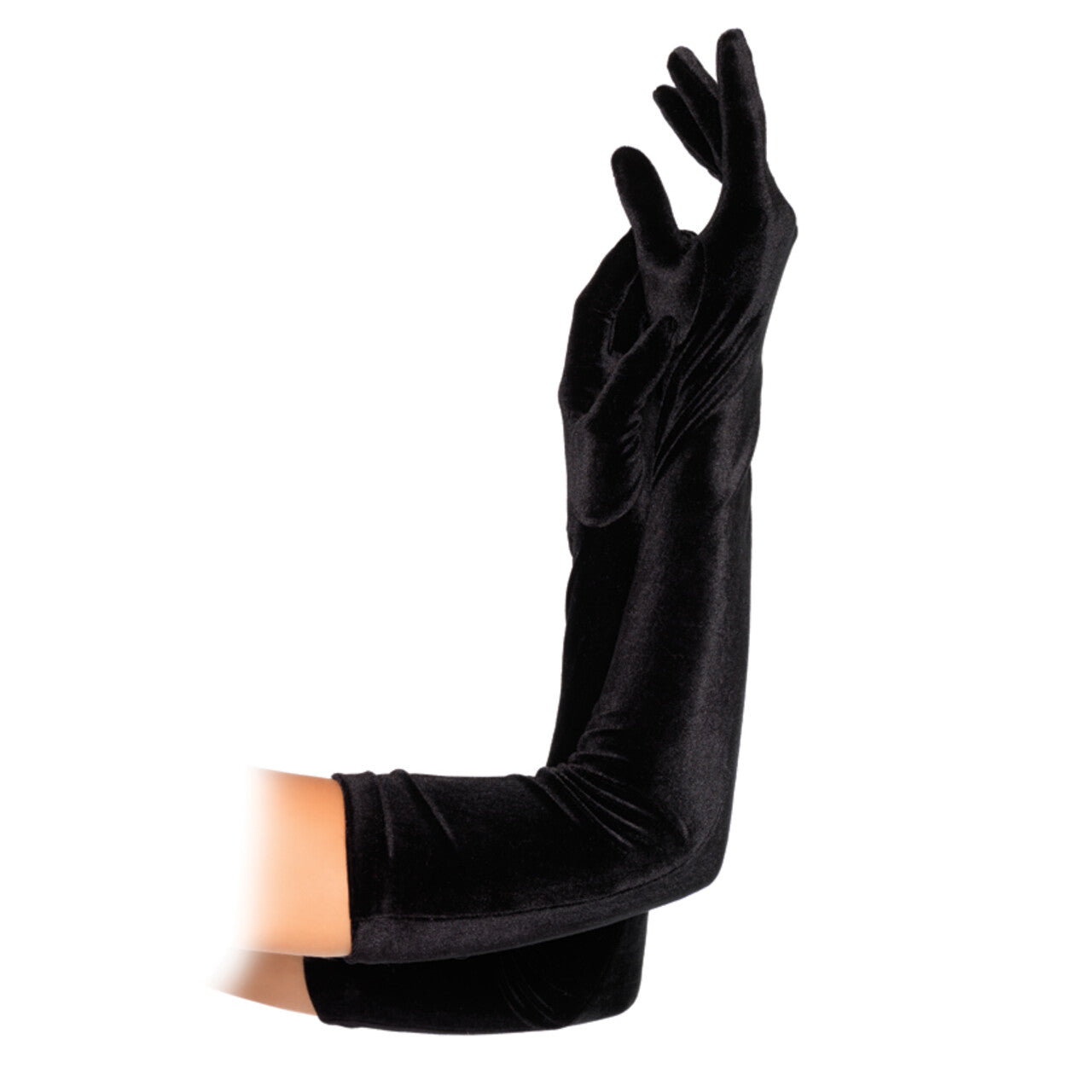Op deze afbeelding zie je een Accessoires, van het merk Leg Avenue. Lange Velvet Handschoenen Zwart