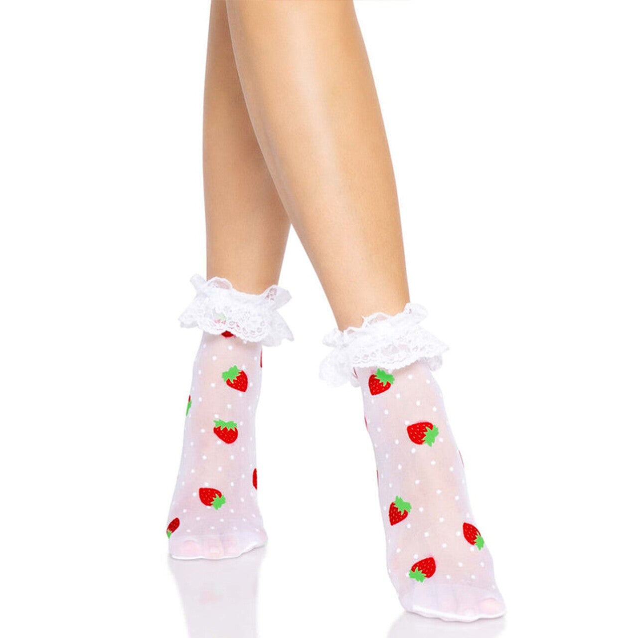 Op deze afbeelding zie je een Accessoires, van het merk Leg Avenue. Schattige Aardbeien Sokjes Met Rouchen