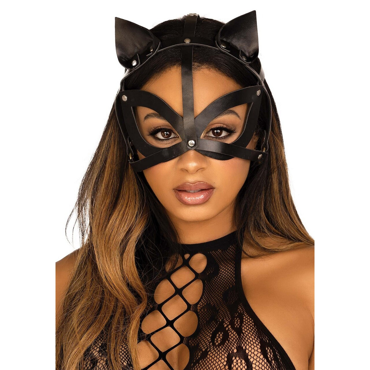 Op deze afbeelding zie je een Accessoires, van het merk Leg Avenue. Kinky Pussy Cat Masker Lederlook