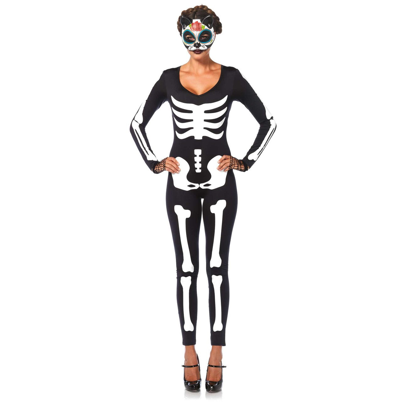 Op deze afbeelding zie je een Kostuums, van het merk Leg Avenue. Glow In The Dark Sexy Skelet Catsuit Vrouw Kostuum