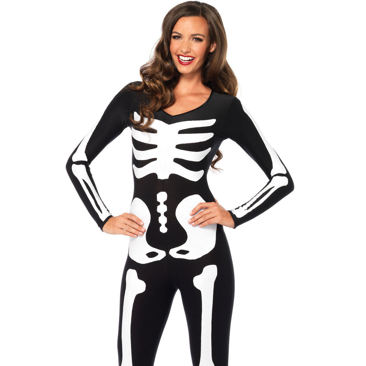 Op deze afbeelding zie je een Kostuums, van het merk Leg Avenue. Glow In The Dark Sexy Skelet Catsuit Vrouw Kostuum