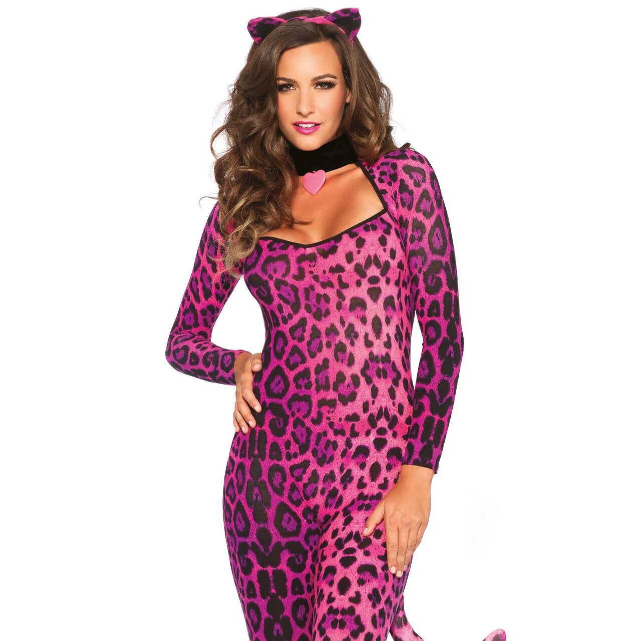 Op deze afbeelding zie je een Kostuums, van het merk Leg Avenue. Roze Spannende Panter Catsuit Vrouw Kostuum
