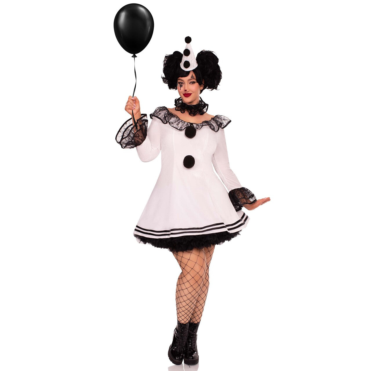 Op deze afbeelding zie je een Kostuums, van het merk Leg Avenue. Plus Size Dolly Pierrot Vrouw Kostuum