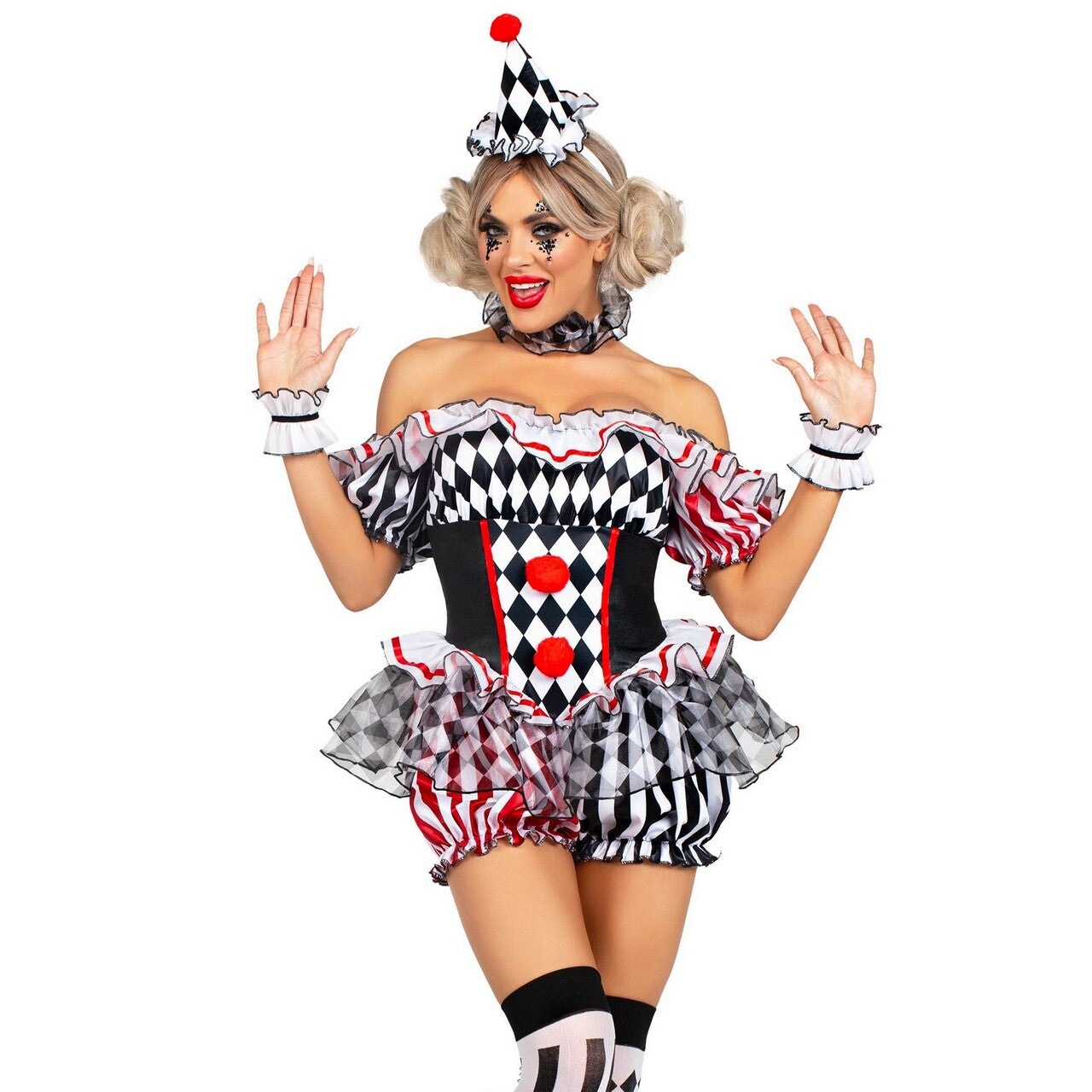 Op deze afbeelding zie je een Kostuums, van het merk Leg Avenue. Cheeky And Funny Harlequin Vrouw Kostuum