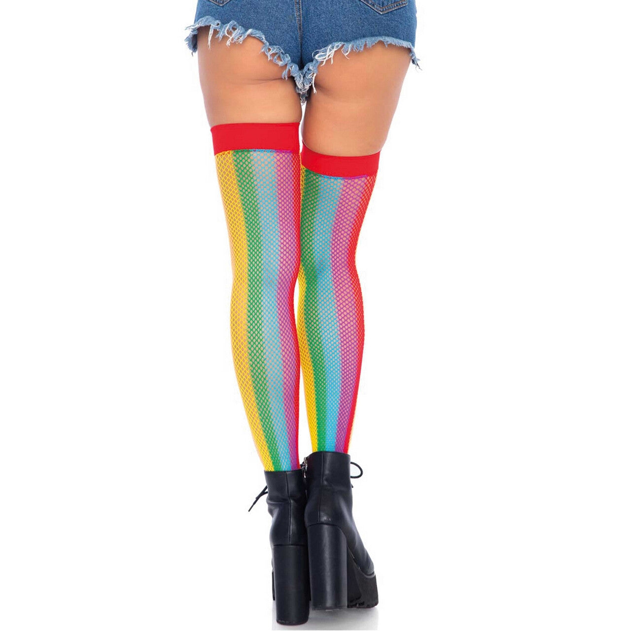 Op deze afbeelding zie je een Accessoires, van het merk Leg Avenue. Kousen Visnet Festival Regenboog Pride