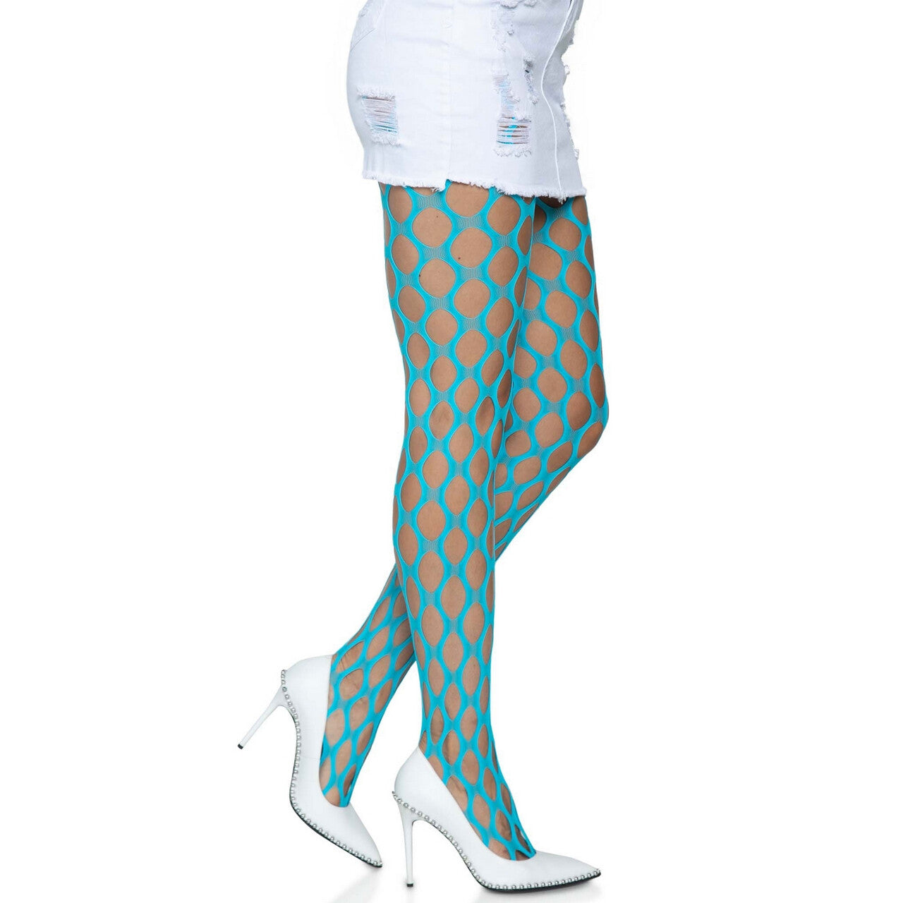 Op deze afbeelding zie je een Accessoires, van het merk Leg Avenue. Grote Gaten Visnet Blauw