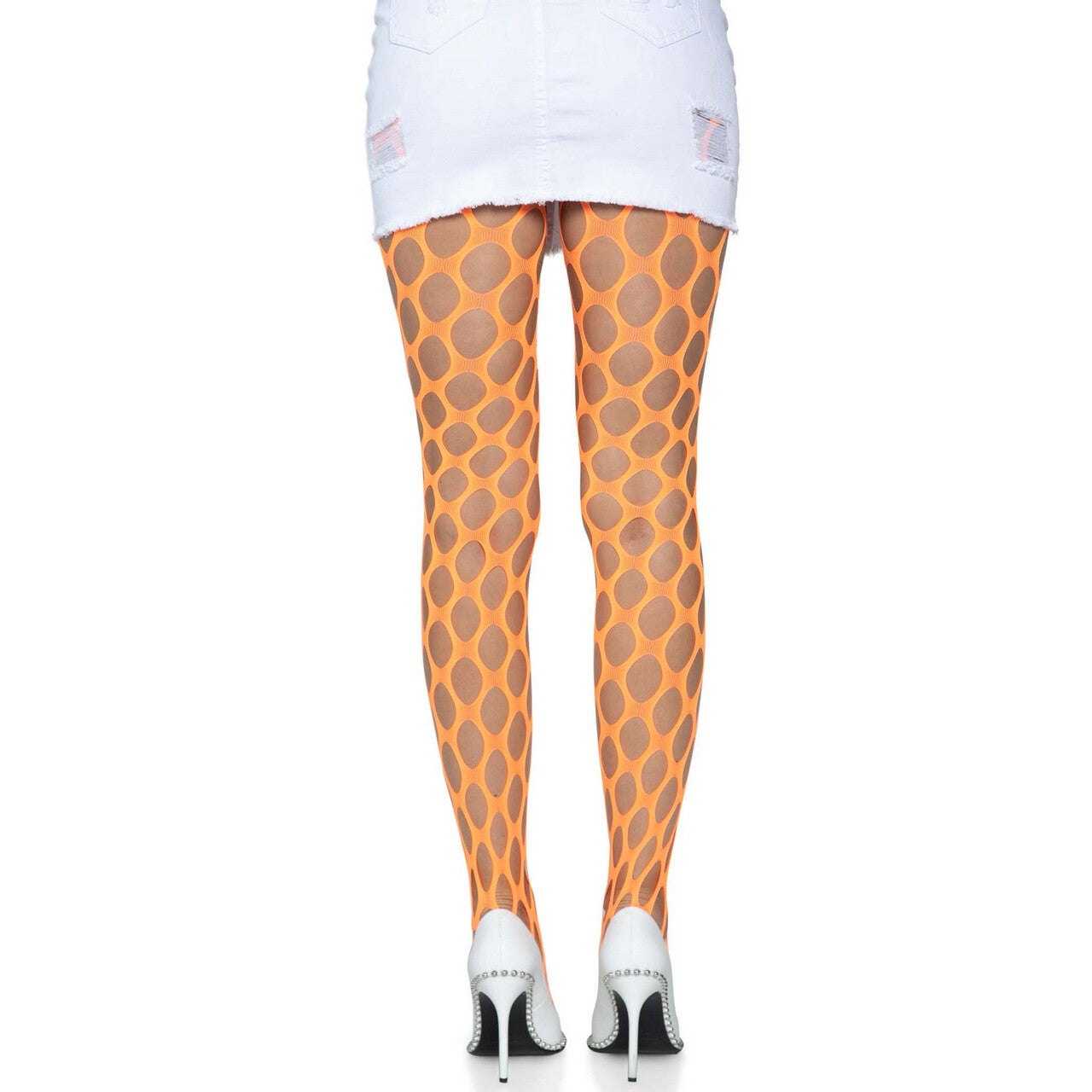 Op deze afbeelding zie je een Accessoires, van het merk Leg Avenue. Grote Gaten Visnet Oranje