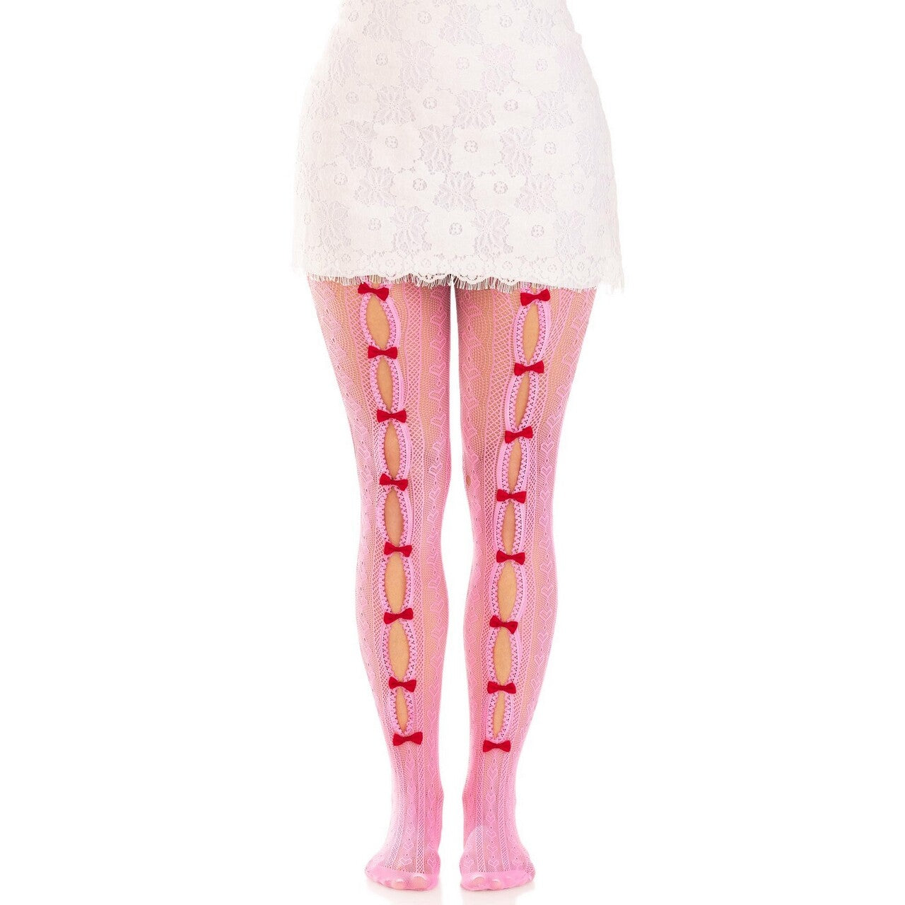 Op deze afbeelding zie je een Accessoires, van het merk Leg Avenue. Super Sweetheart Panty Met Harten En Strikjes Roze