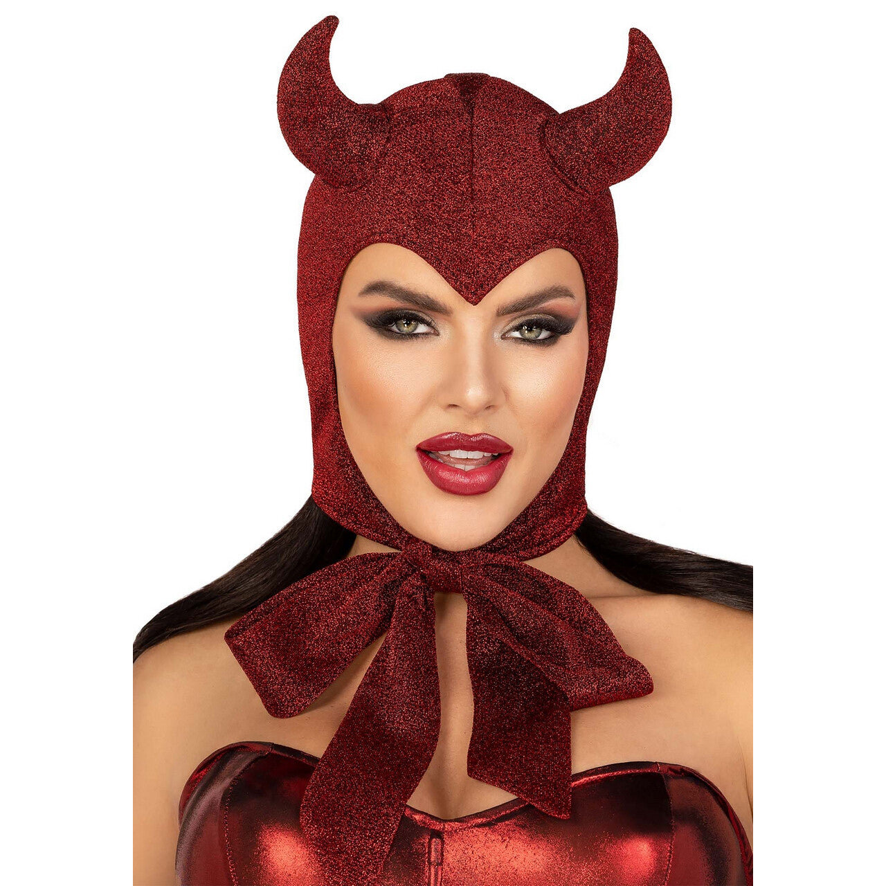 Op deze afbeelding zie je een Accessoires, van het merk Leg Avenue. Rode Luxe Duivel Kap Hellgirl