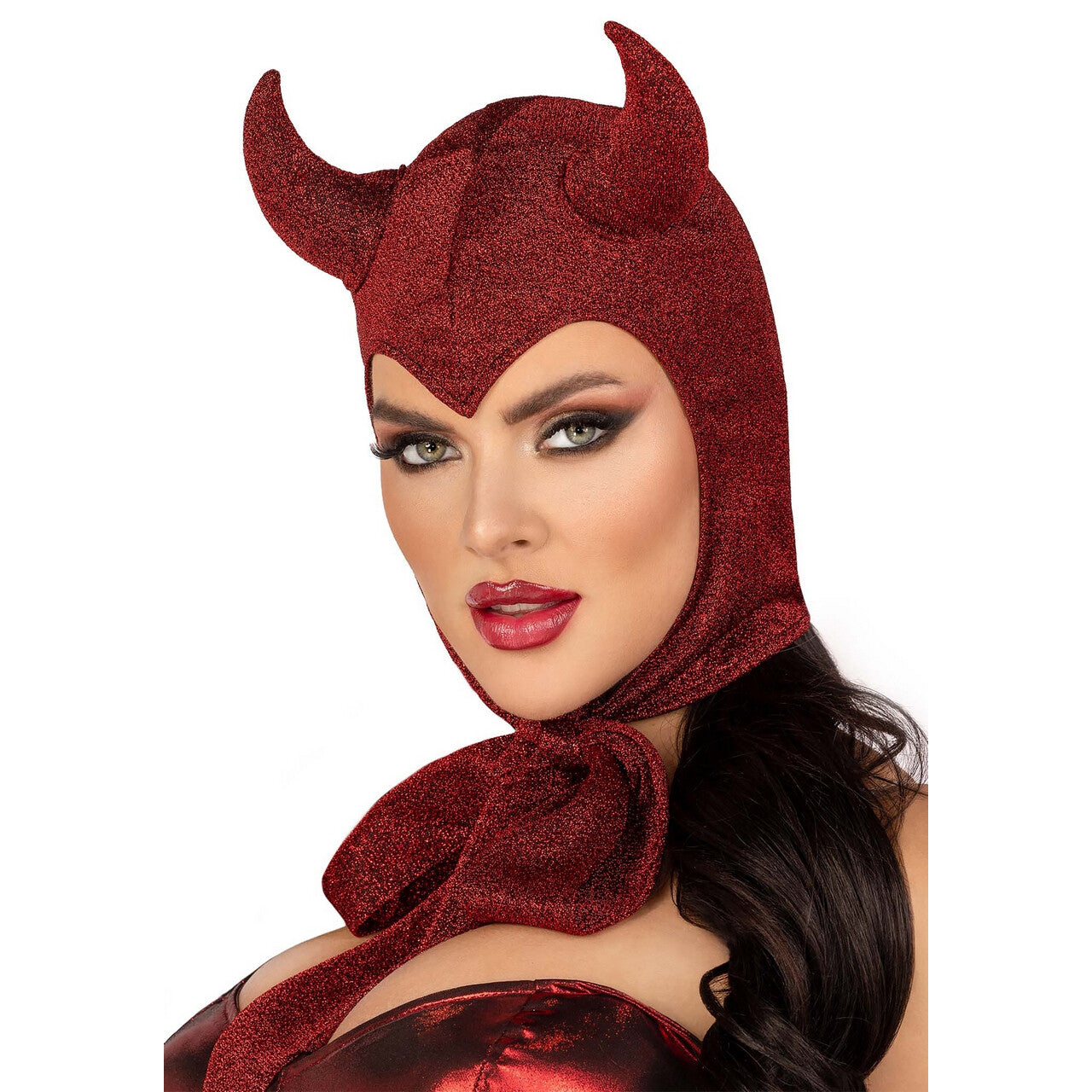 Op deze afbeelding zie je een Accessoires, van het merk Leg Avenue. Rode Luxe Duivel Kap Hellgirl