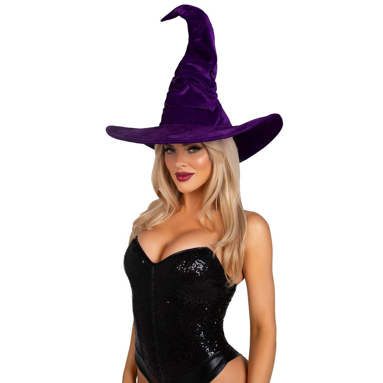 Op deze afbeelding zie je een Accessoires, van het merk Leg Avenue. Paarse Heksenhoed Purple Velvet
