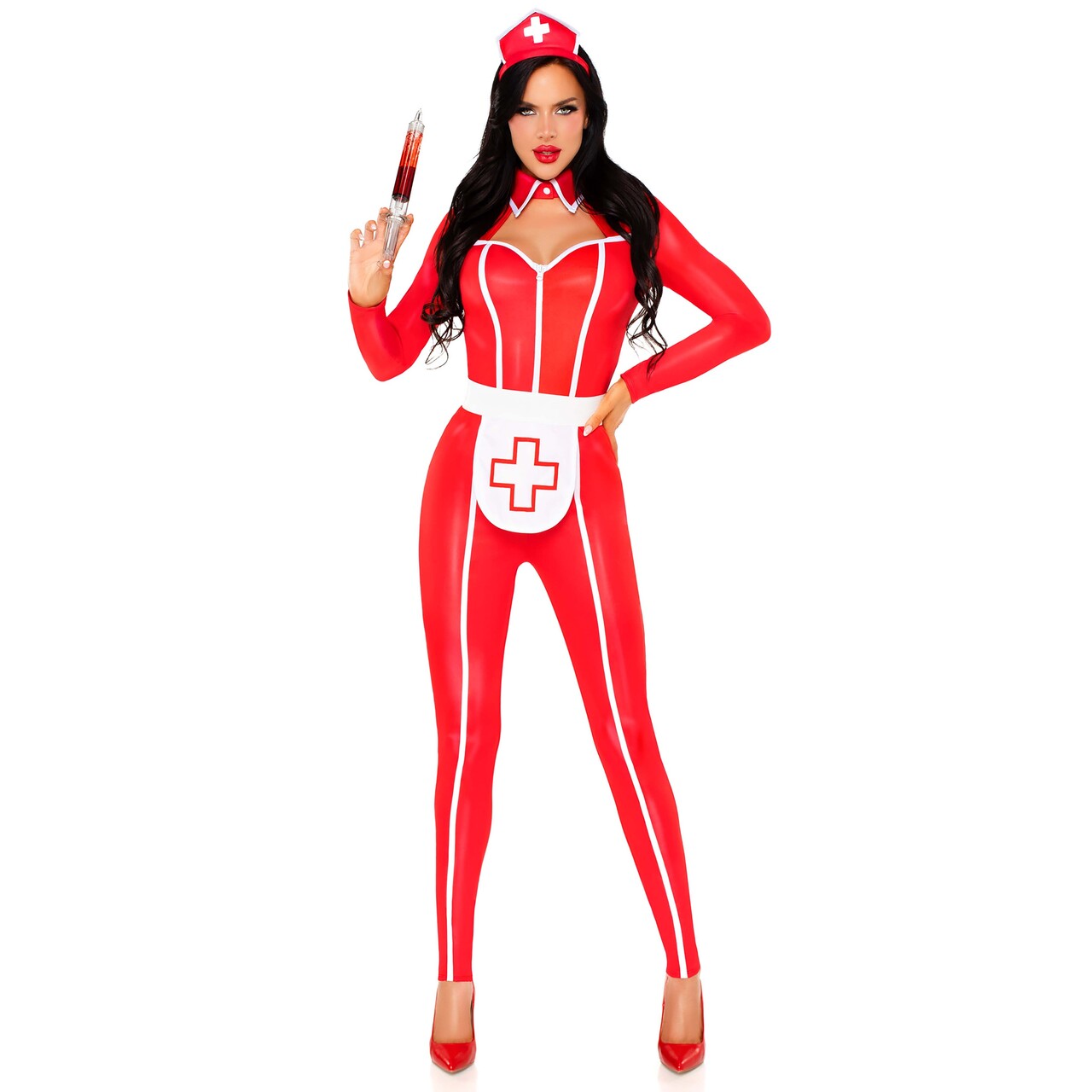 Op deze afbeelding zie je een Kostuums, van het merk Leg Avenue. Hospital Heartbreaker Catsuit Vrouw Kostuum