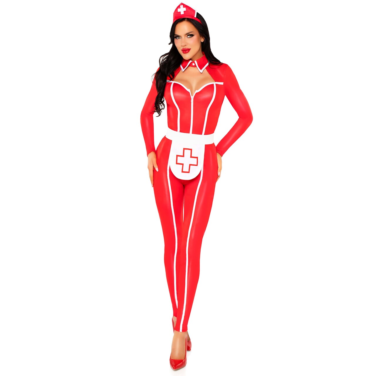 Op deze afbeelding zie je een Kostuums, van het merk Leg Avenue. Hospital Heartbreaker Catsuit Vrouw Kostuum