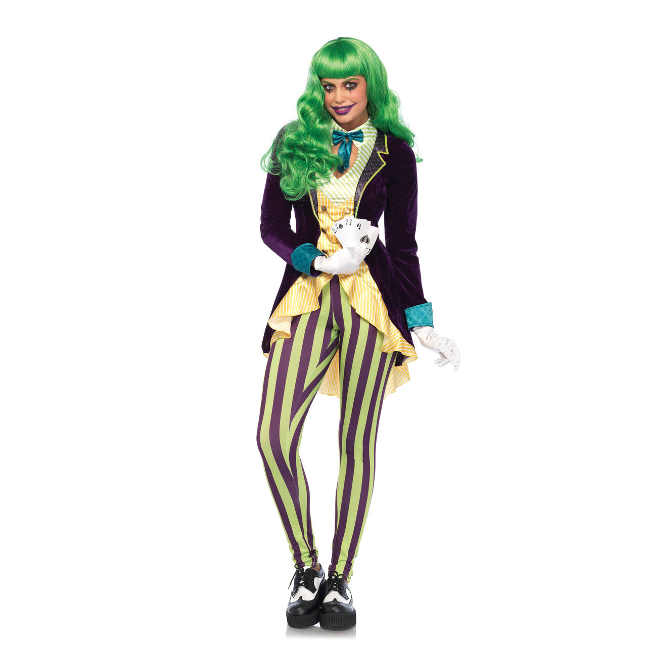 Op deze afbeelding zie je een Kostuums, van het merk Leg Avenue. The Joker Engerd Kostuum Vrouw