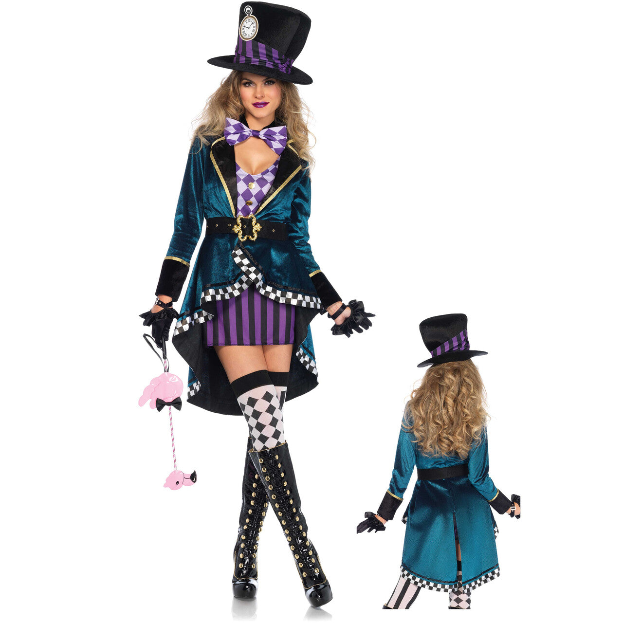 Op deze afbeelding zie je een Kostuums, van het merk Leg Avenue. Royale Mad Hatter Dame Vrouw Kostuum