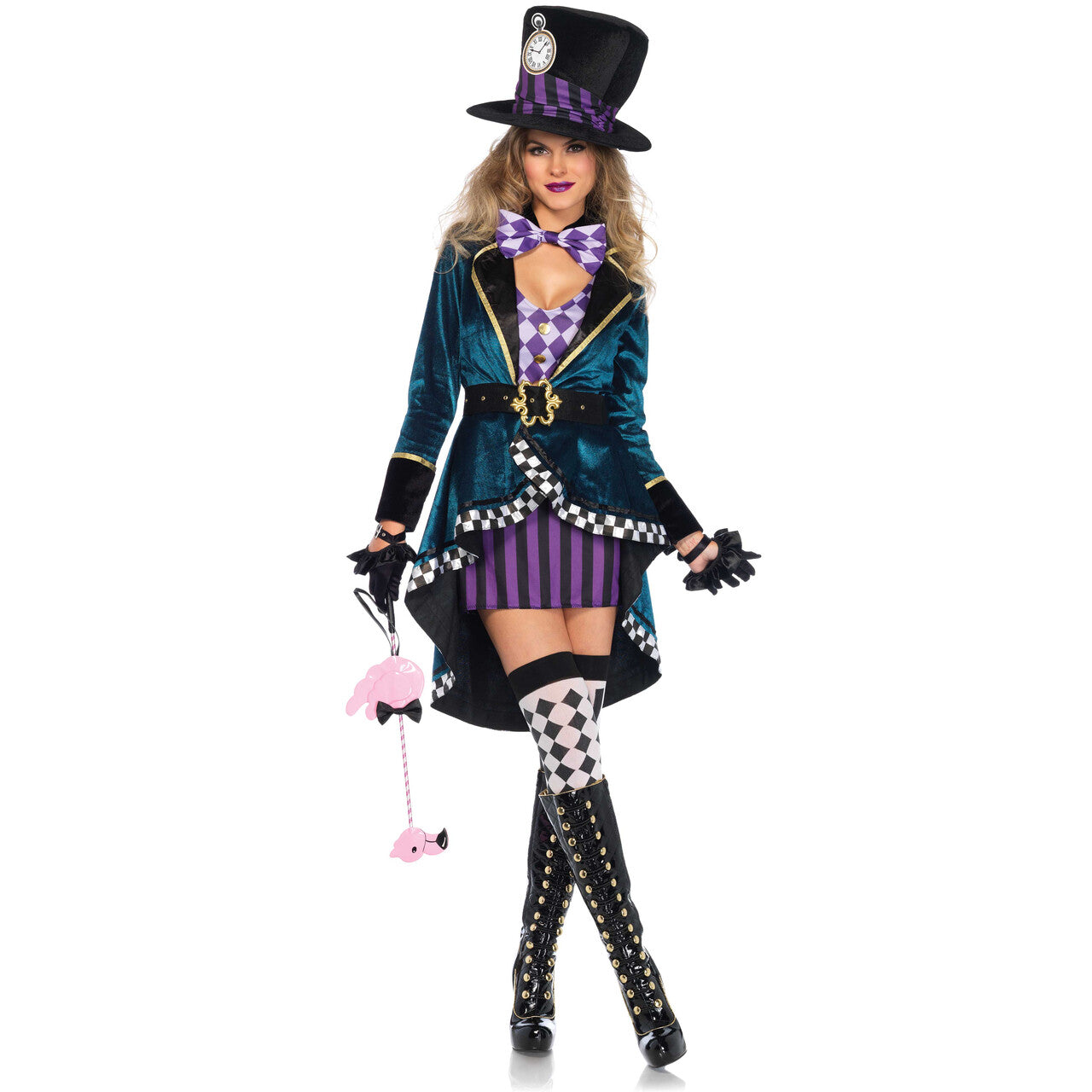 Op deze afbeelding zie je een Kostuums, van het merk Leg Avenue. Royale Mad Hatter Dame Vrouw Kostuum