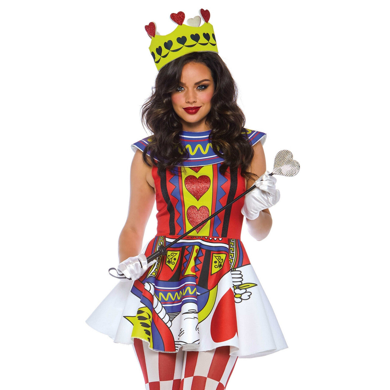 Op deze afbeelding zie je een Kostuums, van het merk Leg Avenue. Speelkaart Wonder Hartenkoningin Vrouw Kostuum