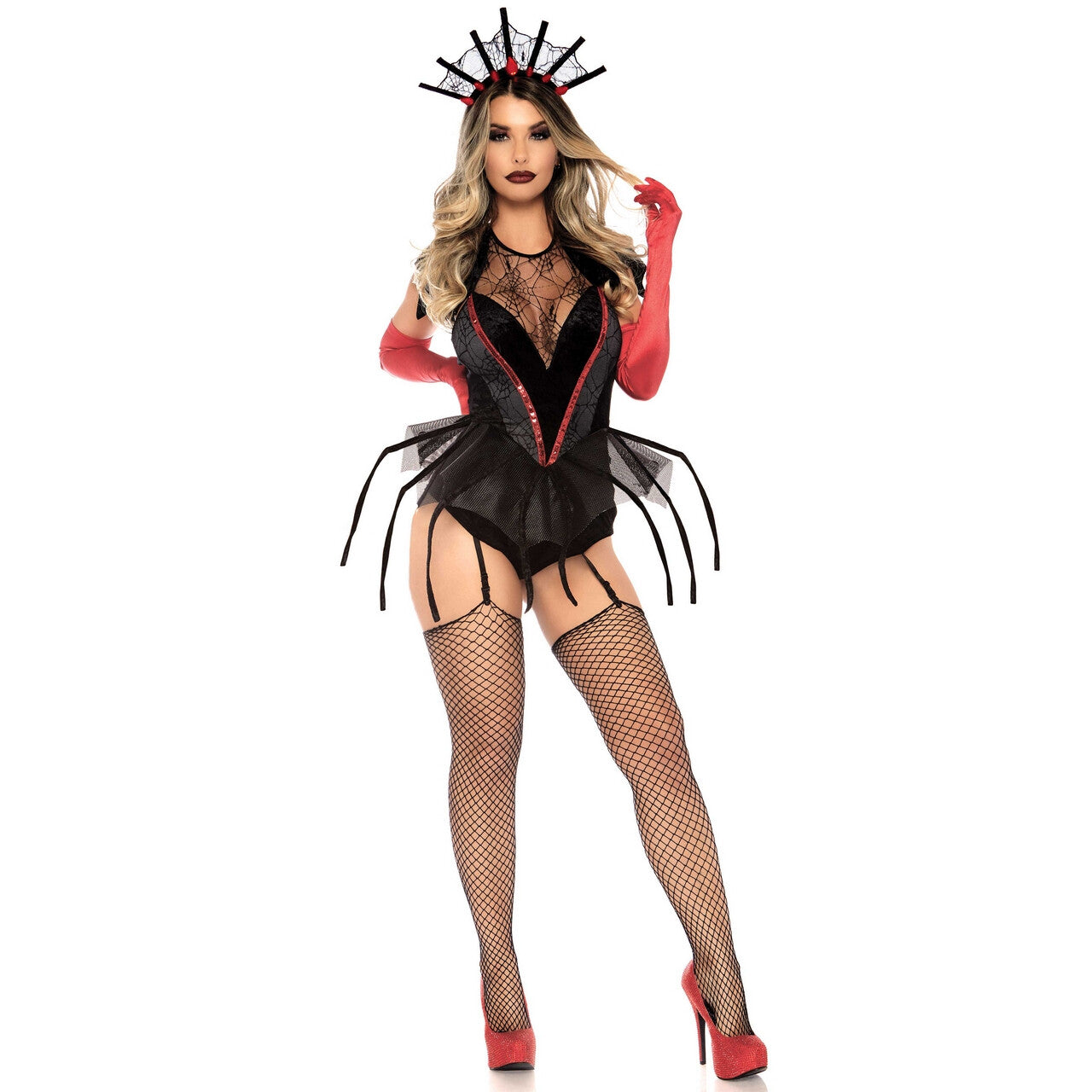 Op deze afbeelding zie je een Kostuums, van het merk Leg Avenue. Spinnen Koningin Tarantulia Vrouw Kostuum