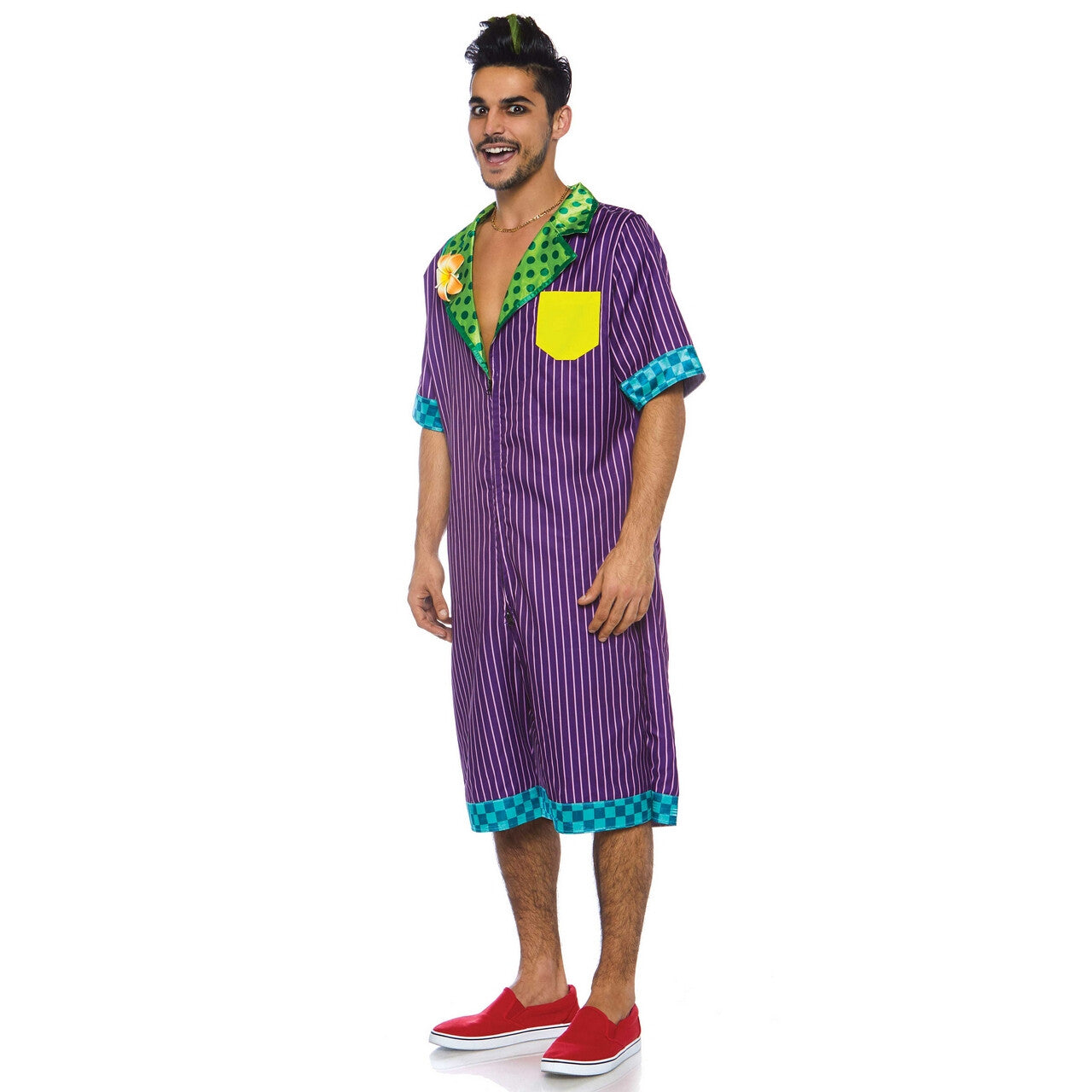 Op deze afbeelding zie je een Kostuums, van het merk Leg Avenue. Batman Joker Pyjama Pak
