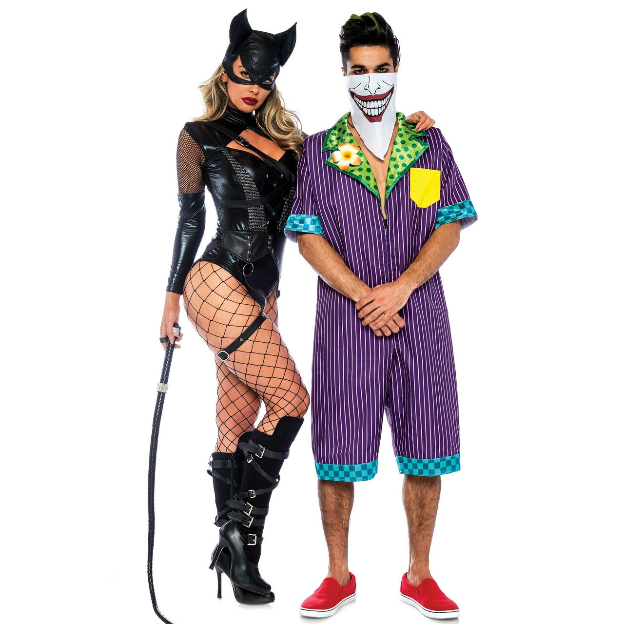Op deze afbeelding zie je een Kostuums, van het merk Leg Avenue. Batman Joker Pyjama Pak