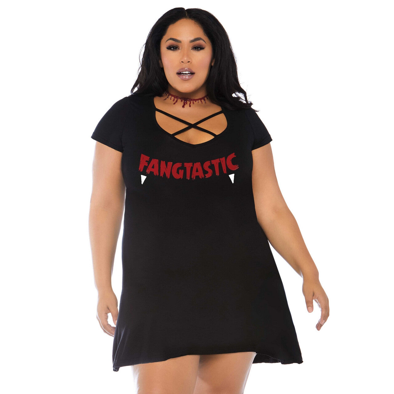 Op deze afbeelding zie je een Kostuums, van het merk Leg Avenue. Fangtastic Slagtand Vampier Plus Size Vrouw Kostuum