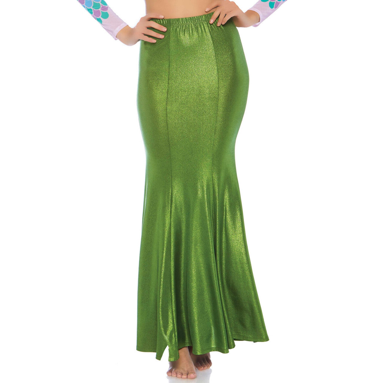 Op deze afbeelding zie je een Kostuums, van het merk Leg Avenue. Glimmende Spandex Zeemeermin Rok Groen Alg Plus Size Vrouw