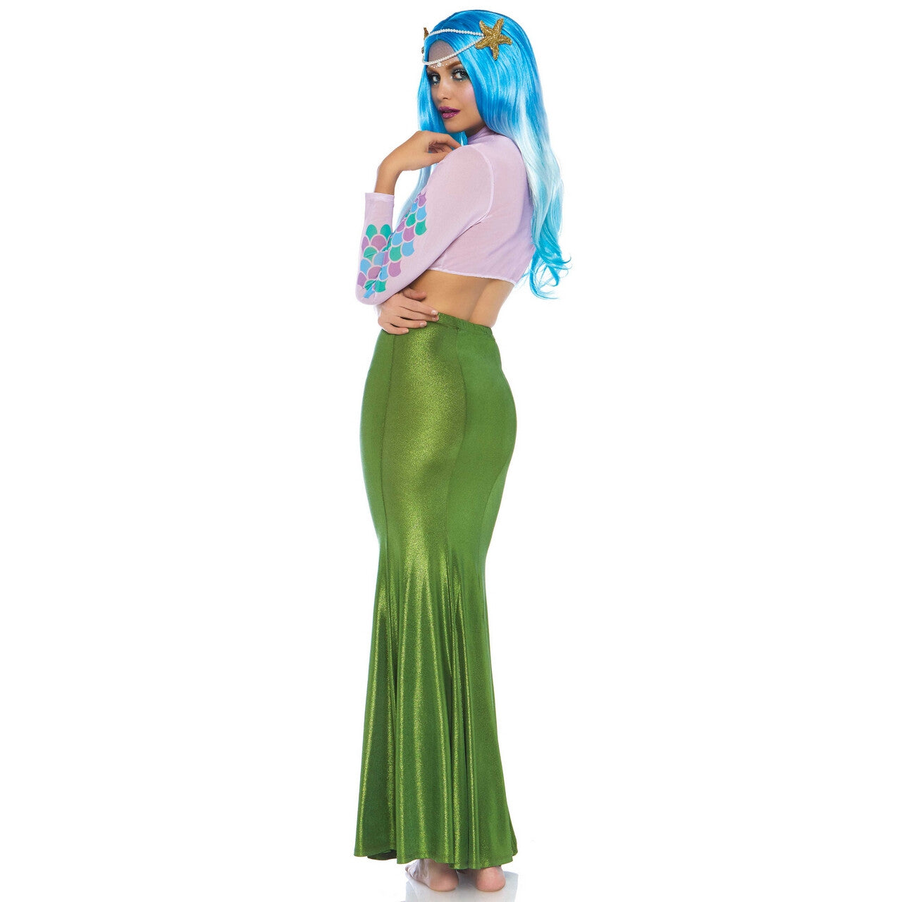Op deze afbeelding zie je een Kostuums, van het merk Leg Avenue. Glimmende Spandex Zeemeermin Rok Groen Alg Plus Size Vrouw