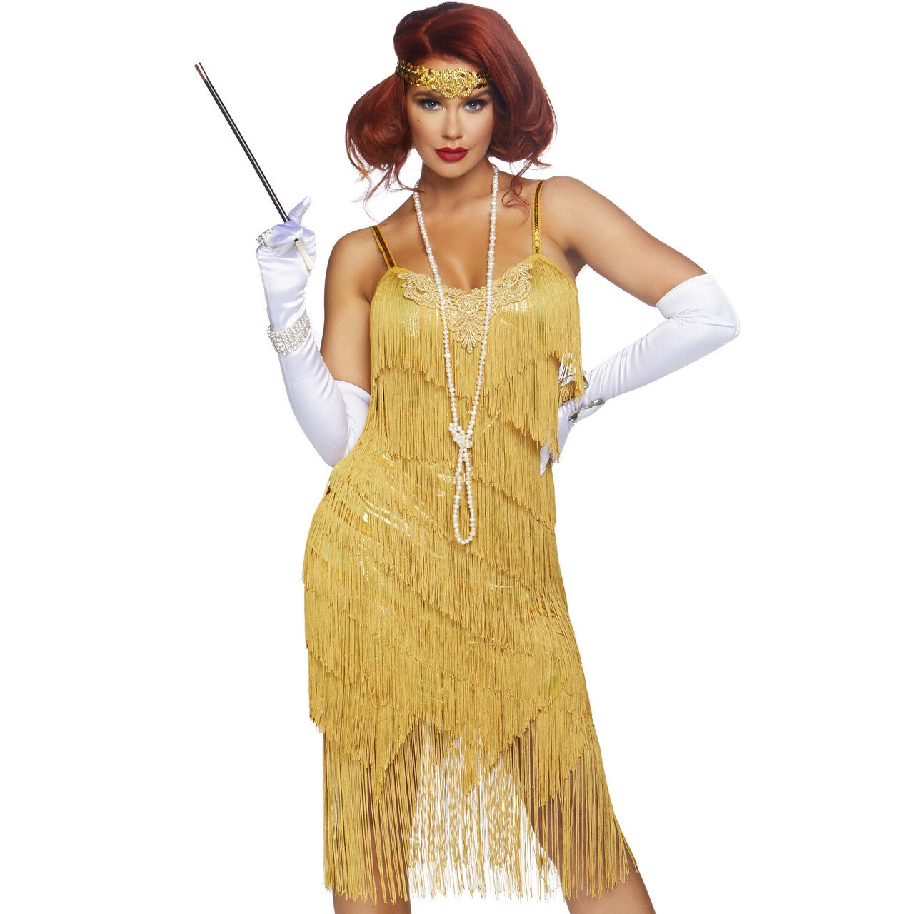 Op deze afbeelding zie je een Kostuums, van het merk Leg Avenue. Glenda Good As Gold Charleston Flapper Vrouw Kostuum