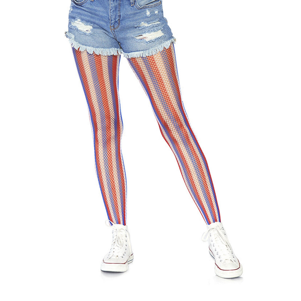 Op deze afbeelding zie je een Accessoires, van het merk Leg Avenue. Gestreepte Amerika Visnet Panty