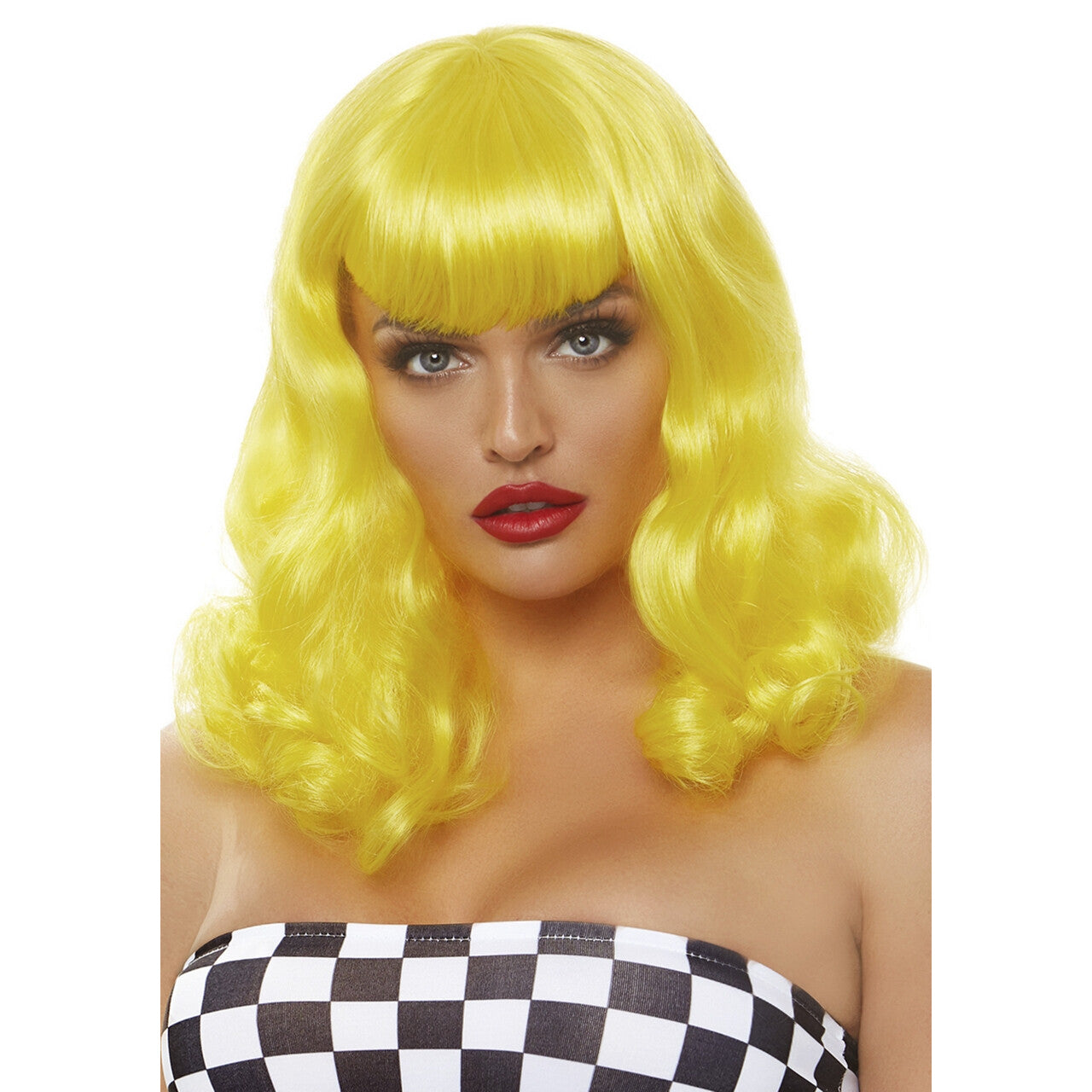 Op deze afbeelding zie je een Accessoires, van het merk Leg Avenue. Gele Verstelbare Retro Bob Pruik
