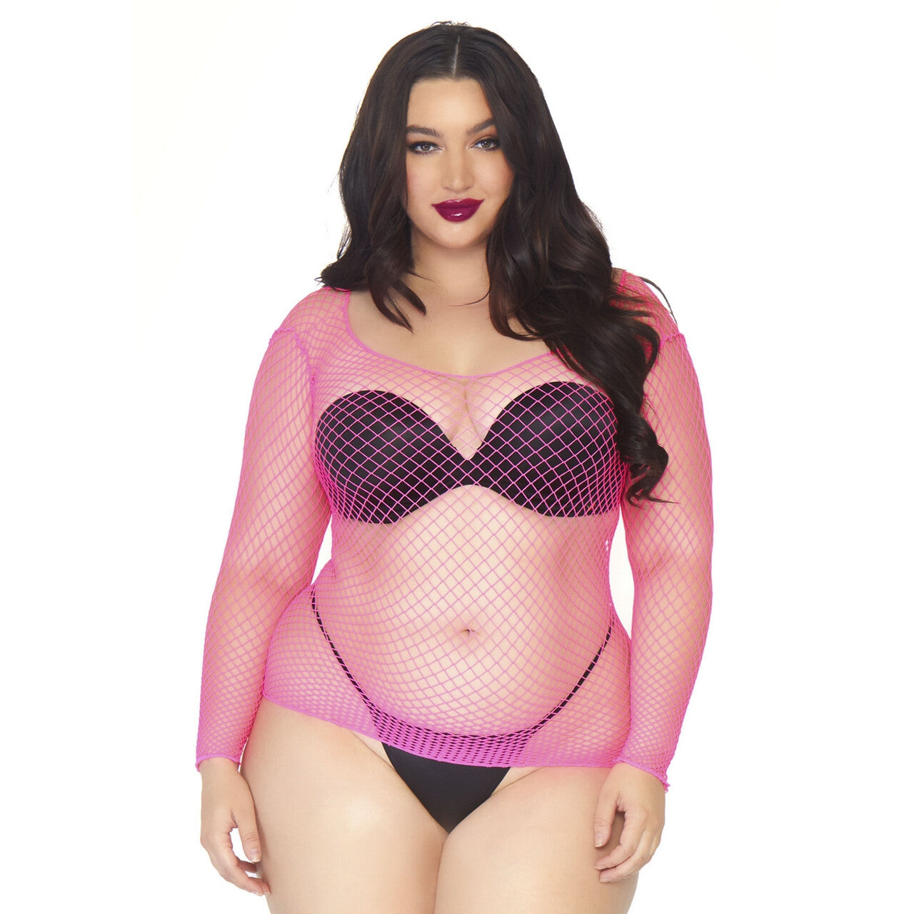 Op deze afbeelding zie je een Kostuums, van het merk Leg Avenue. Roze Visnet Shirt Plus Size Vrouw