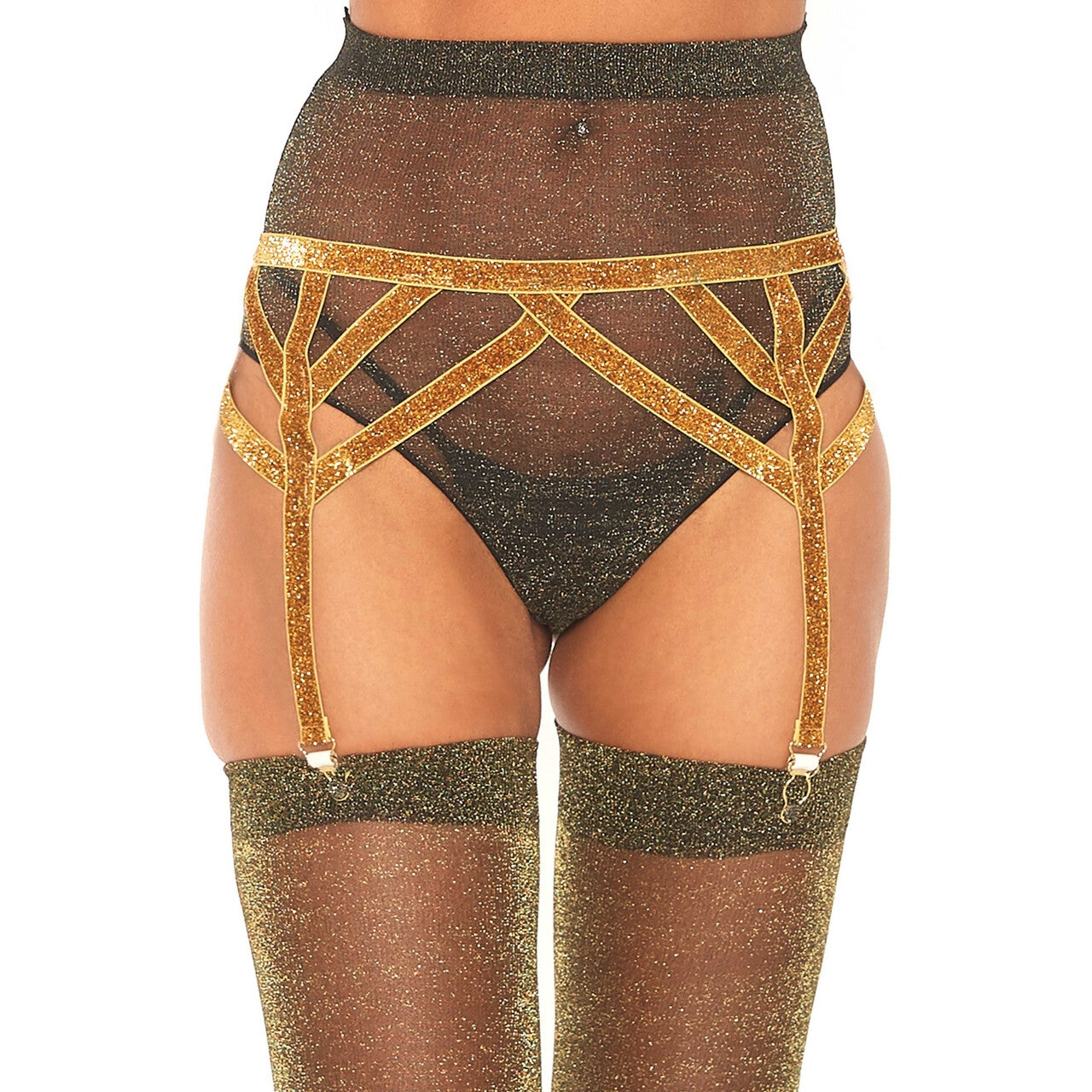 Op deze afbeelding zie je een Accessoires, van het merk Leg Avenue. Luxe Gouden Zonnekoningin Jarretelgordel