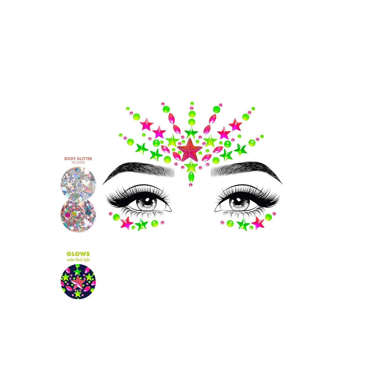 Op deze afbeelding zie je een Accessoires, van het merk Leg Avenue. Vibe Neon Face Jewels Sticker